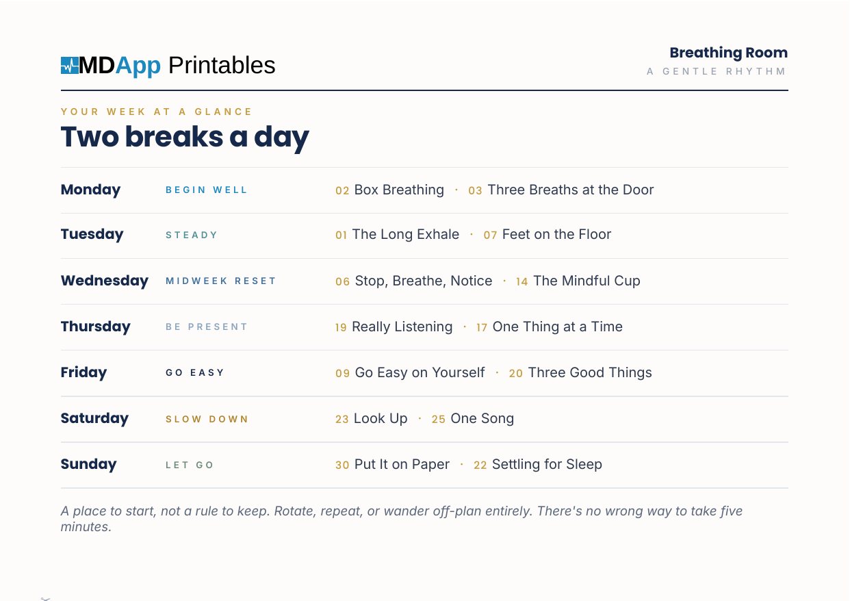 Your week at a glance: a plan of two breaks a day